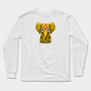 Baby Elephant with Glasses and New Mexico Flag Long Sleeve T-Shirt